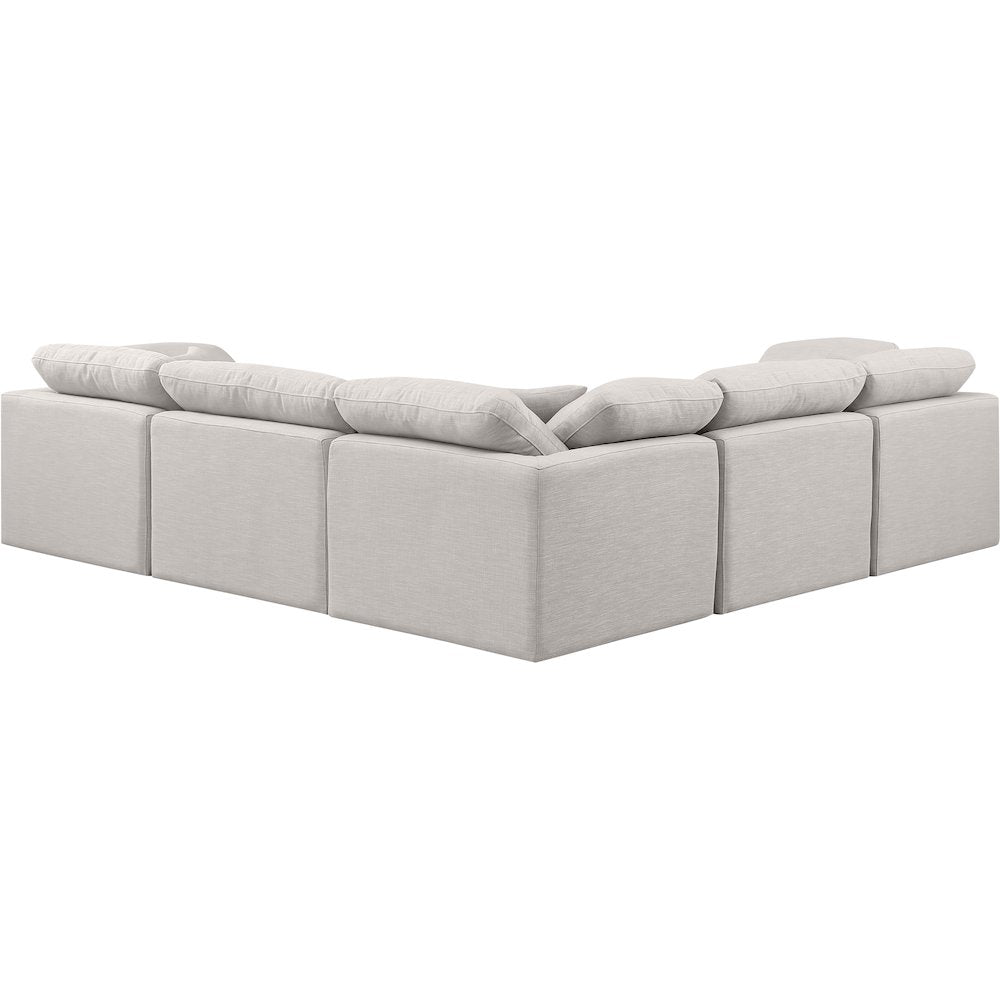 Indulge Cream Linen Textured Fabric Modular Sectional