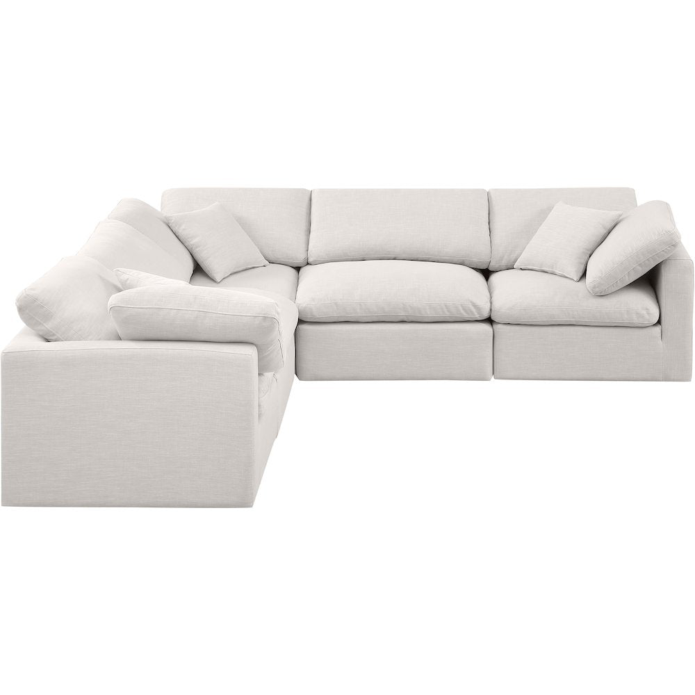 Indulge Cream Linen Textured Fabric Modular Sectional