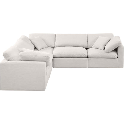 Indulge Cream Linen Textured Fabric Modular Sectional