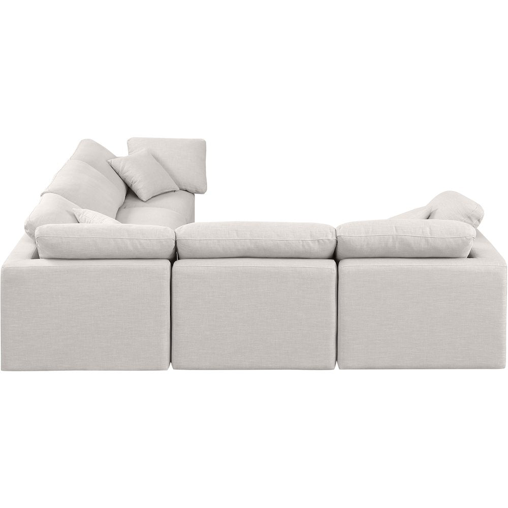 Indulge Cream Linen Textured Fabric Modular Sectional