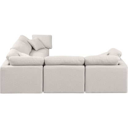 Indulge Cream Linen Textured Fabric Modular Sectional