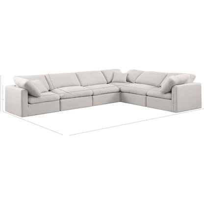 Indulge Cream Linen Textured Fabric Modular Sectional