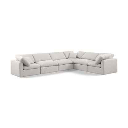Indulge Cream Linen Textured Fabric Modular Sectional