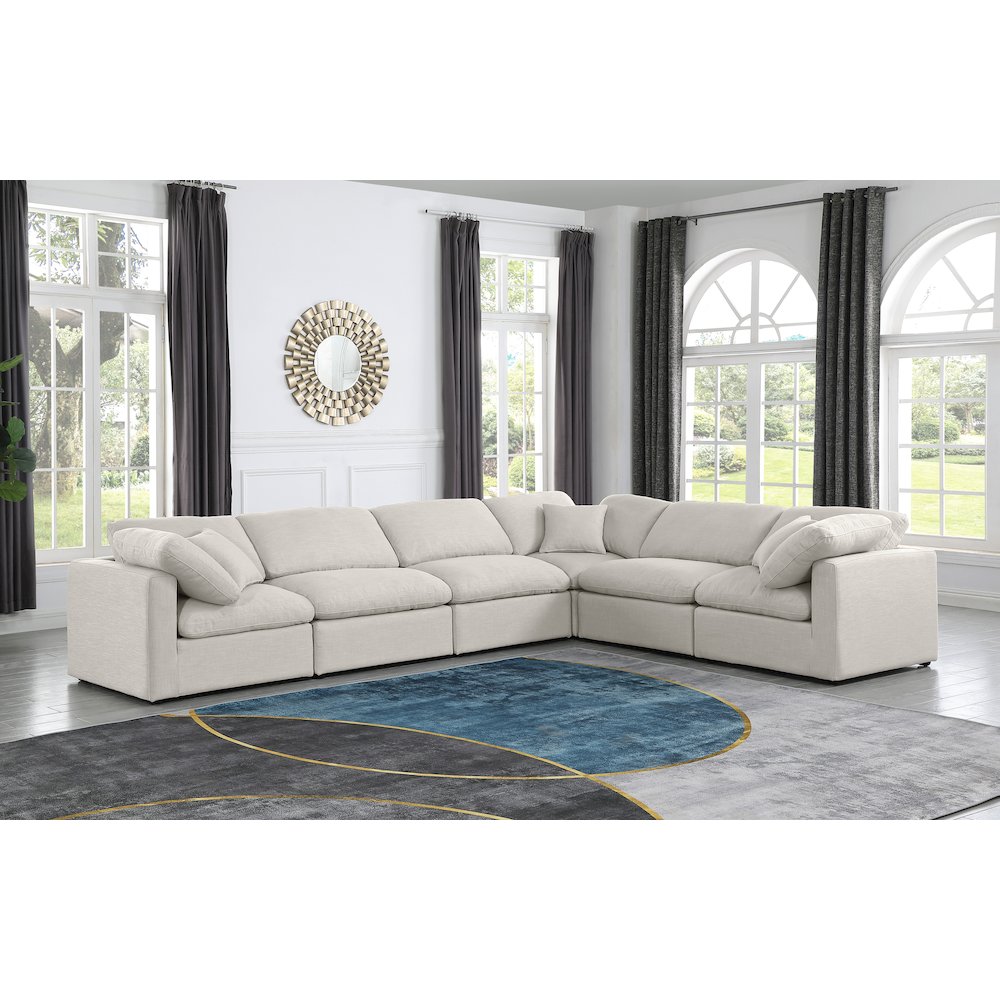 Indulge Cream Linen Textured Fabric Modular Sectional