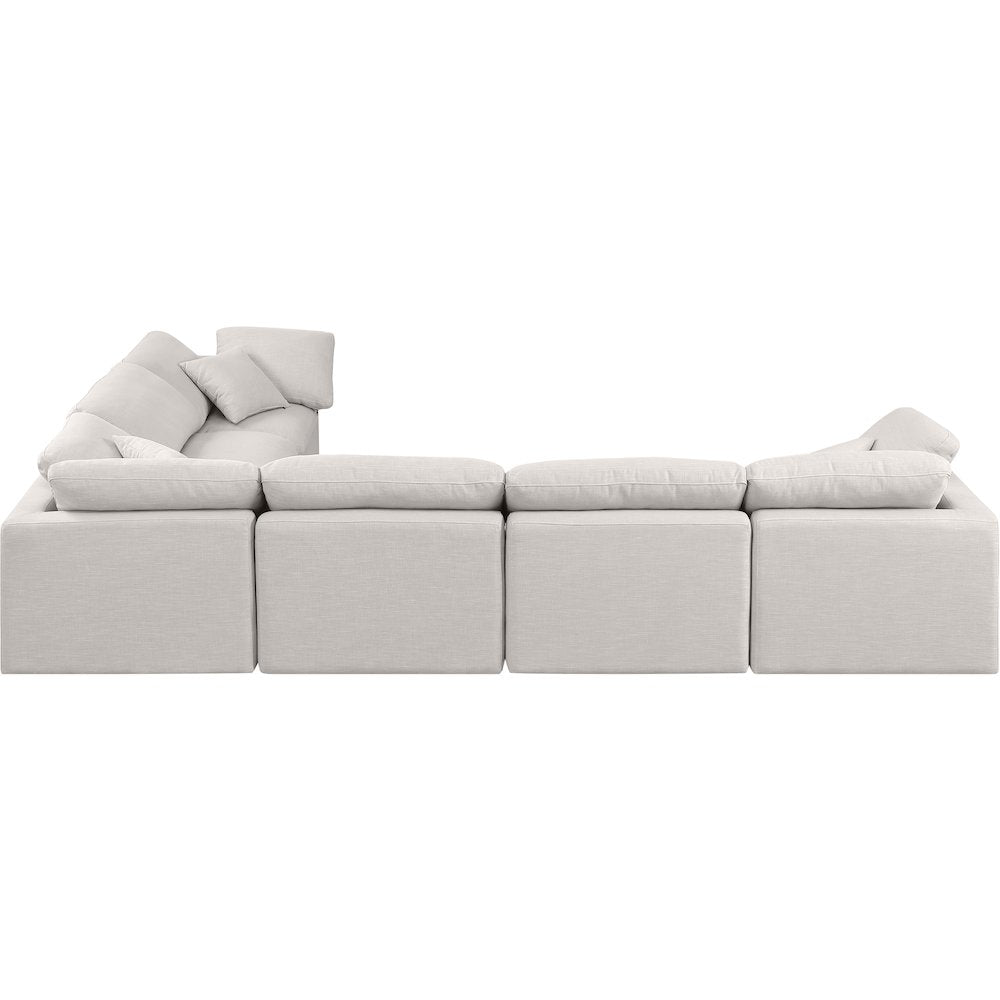 Indulge Cream Linen Textured Fabric Modular Sectional