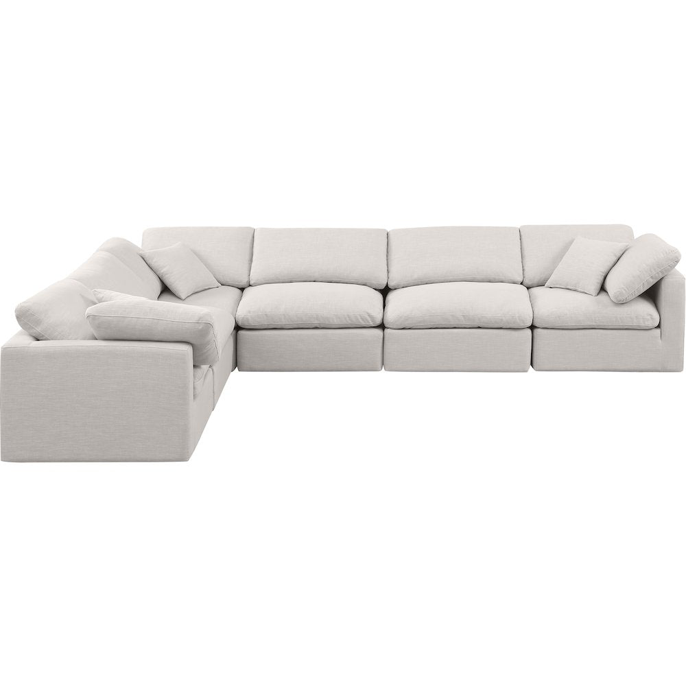 Indulge Cream Linen Textured Fabric Modular Sectional
