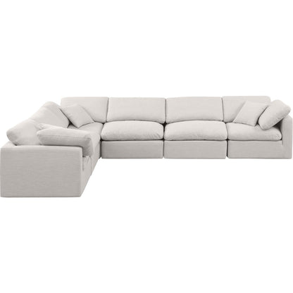 Indulge Cream Linen Textured Fabric Modular Sectional