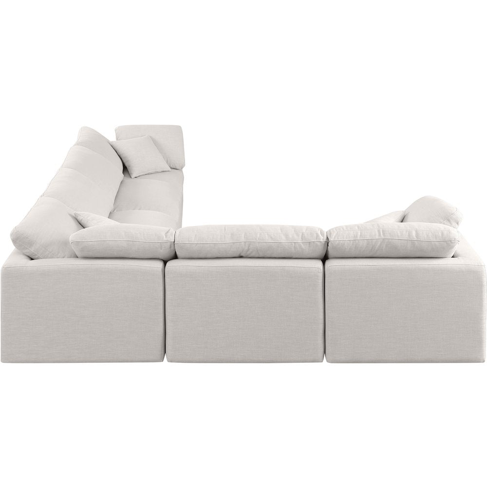 Indulge Cream Linen Textured Fabric Modular Sectional