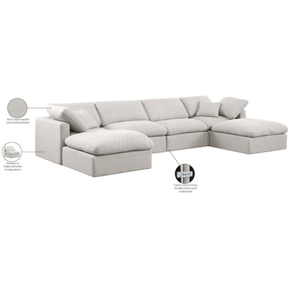 Indulge Cream Linen Textured Fabric Modular Sectional