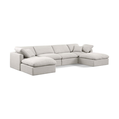 Indulge Cream Linen Textured Fabric Modular Sectional