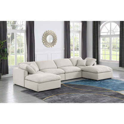 Indulge Cream Linen Textured Fabric Modular Sectional