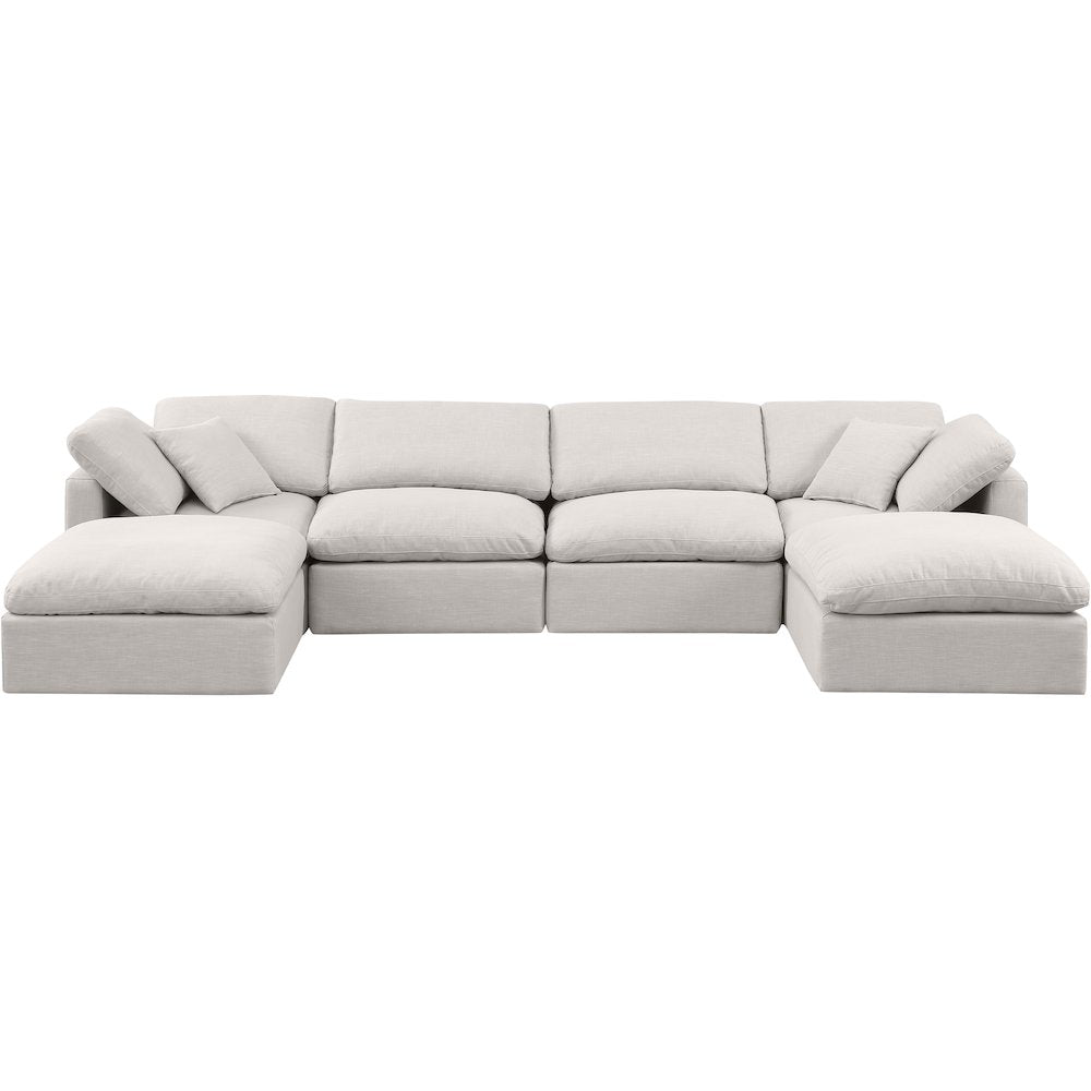 Indulge Cream Linen Textured Fabric Modular Sectional