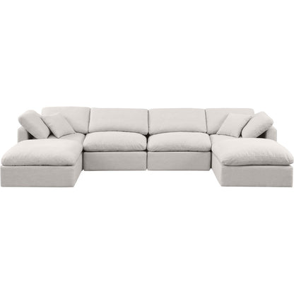 Indulge Cream Linen Textured Fabric Modular Sectional