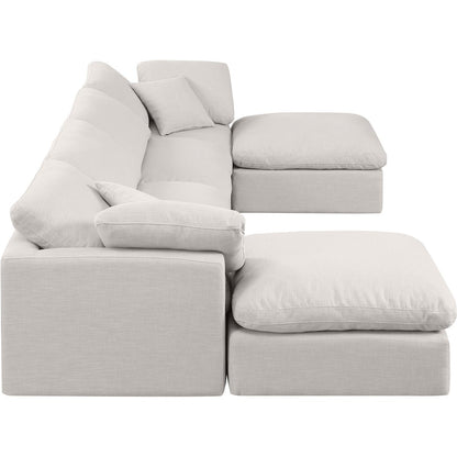 Indulge Cream Linen Textured Fabric Modular Sectional