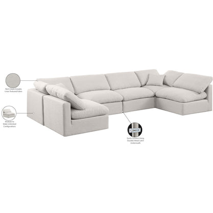 Indulge Cream Linen Textured Fabric Modular Sectional
