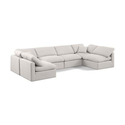 Indulge Cream Linen Textured Fabric Modular Sectional
