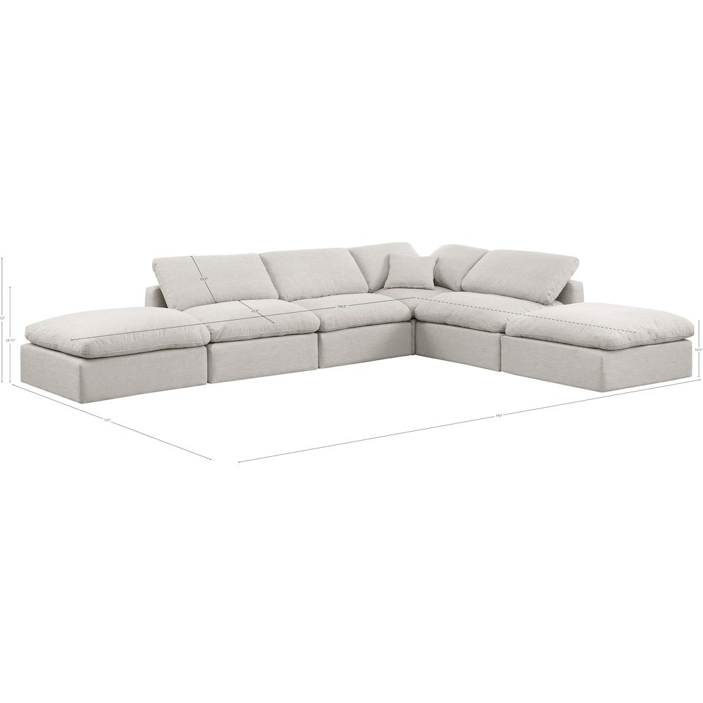 Indulge Cream Linen Textured Fabric Modular Sectional