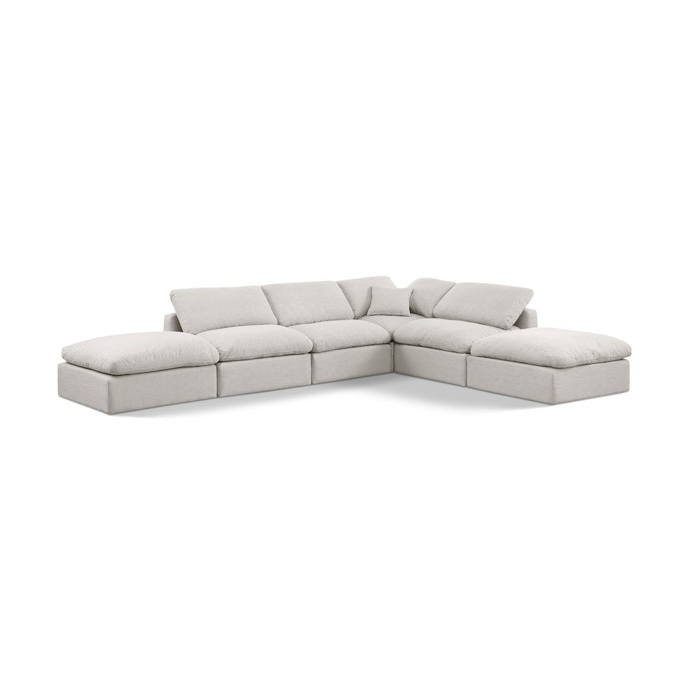 Indulge Cream Linen Textured Fabric Modular Sectional