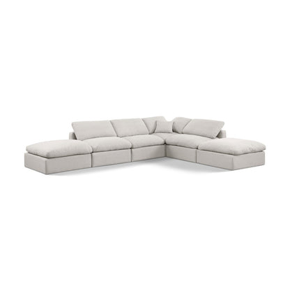 Indulge Cream Linen Textured Fabric Modular Sectional