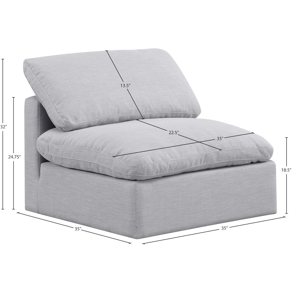 Indulge Grey Linen Textured Fabric Armless Chair