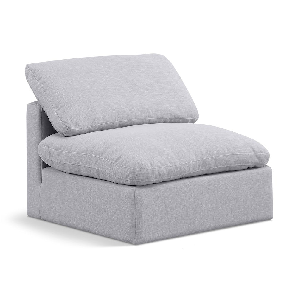 Indulge Grey Linen Textured Fabric Armless Chair