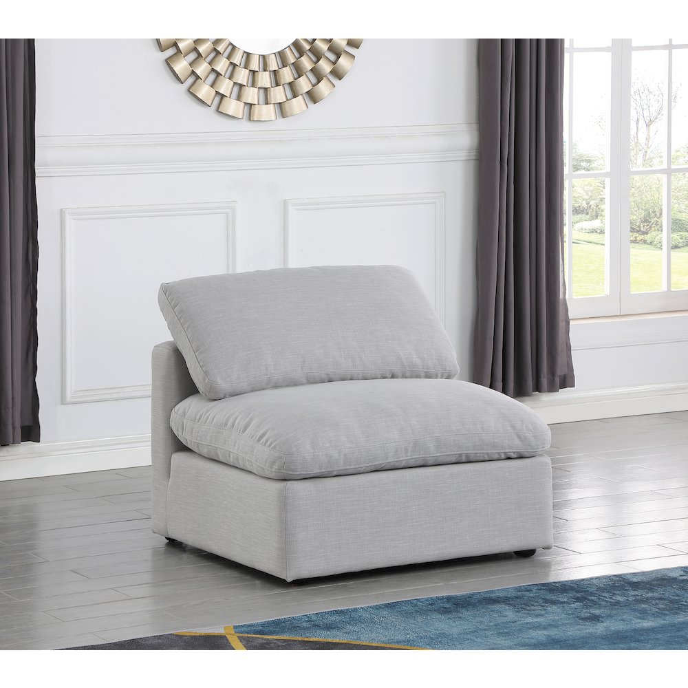 Indulge Grey Linen Textured Fabric Armless Chair
