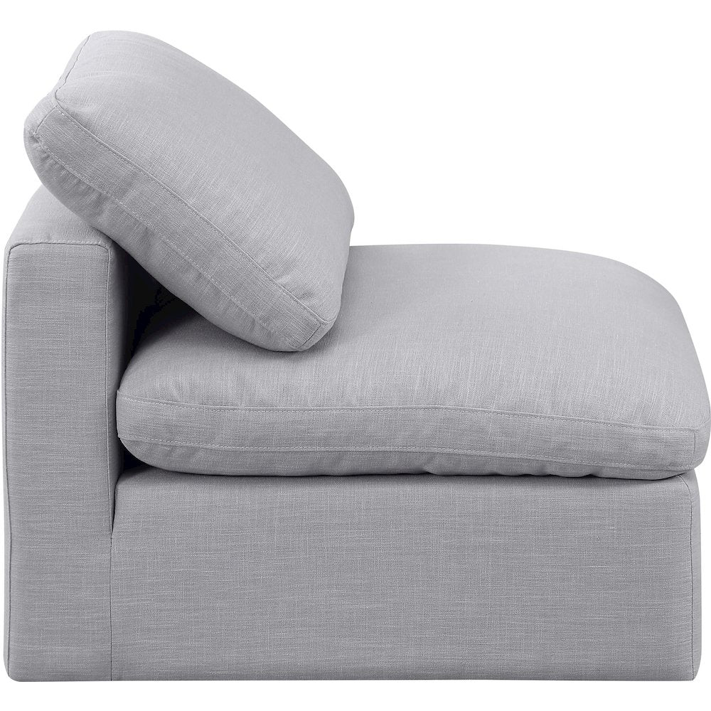 Indulge Grey Linen Textured Fabric Armless Chair