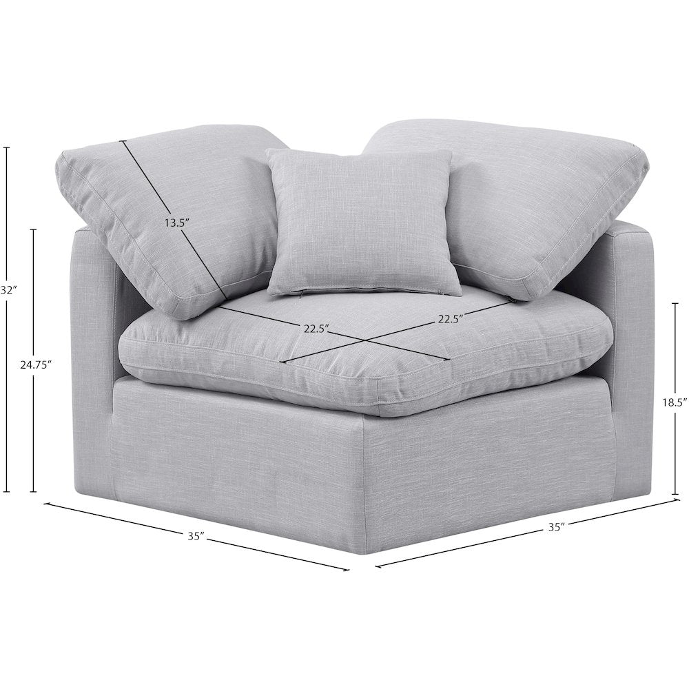 Indulge Grey Linen Textured Fabric Corner Chair