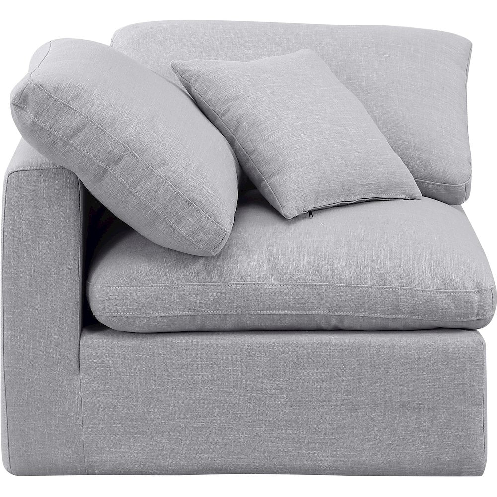 Indulge Grey Linen Textured Fabric Corner Chair