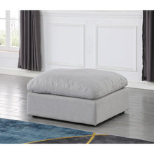 Indulge Grey Linen Textured Fabric Ottoman