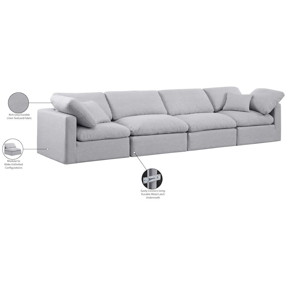 Indulge Grey Linen Textured Fabric Modular Sofa