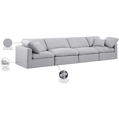 Indulge Grey Linen Textured Fabric Modular Sofa