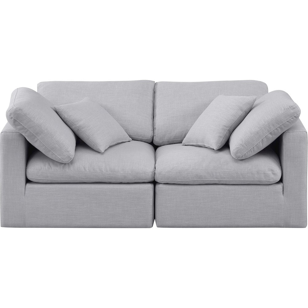 Indulge Grey Linen Textured Fabric Modular Sofa
