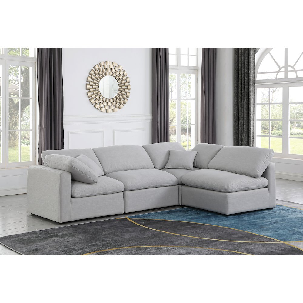 Indulge Grey Linen Textured Fabric Modular Sectional