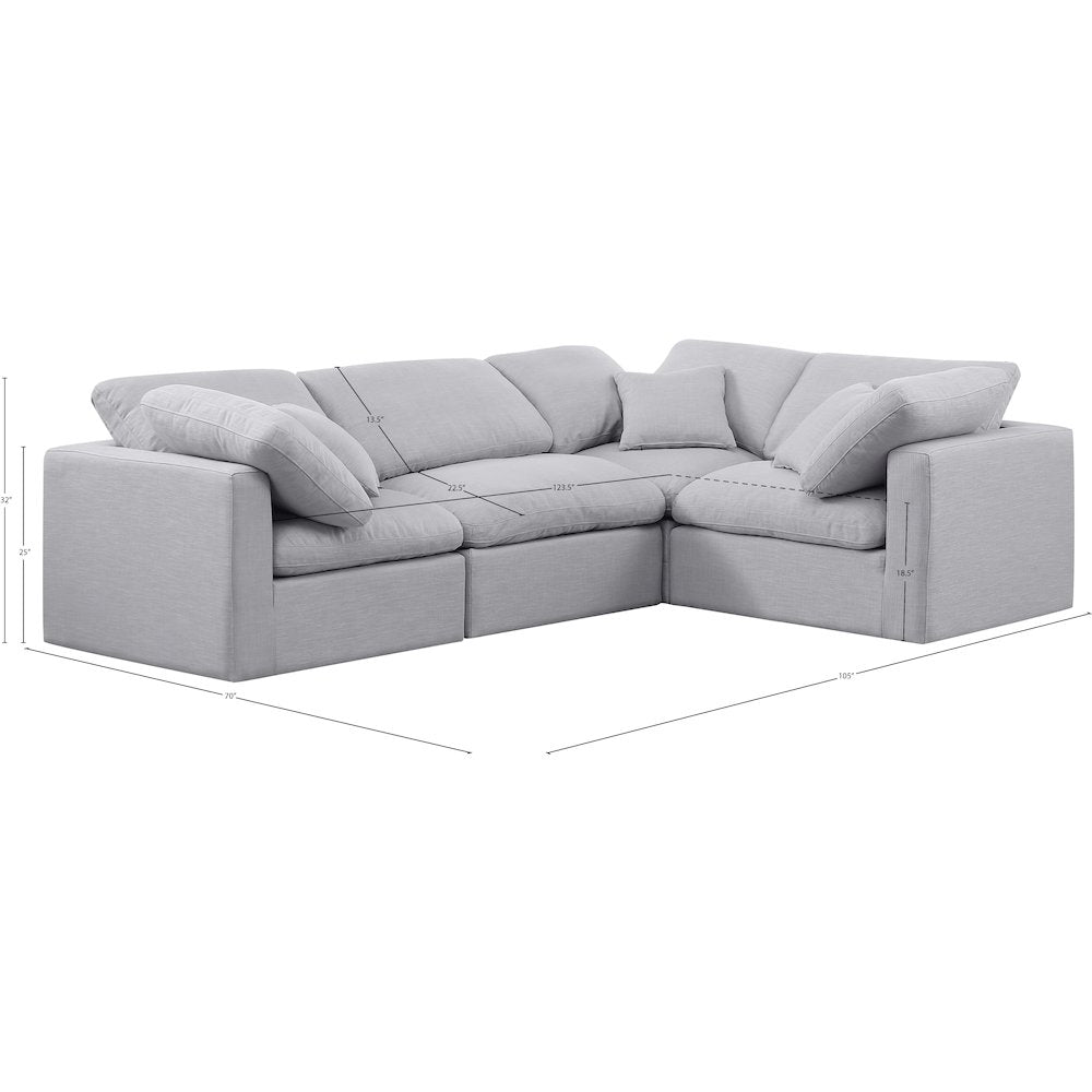 Indulge Grey Linen Textured Fabric Modular Sectional