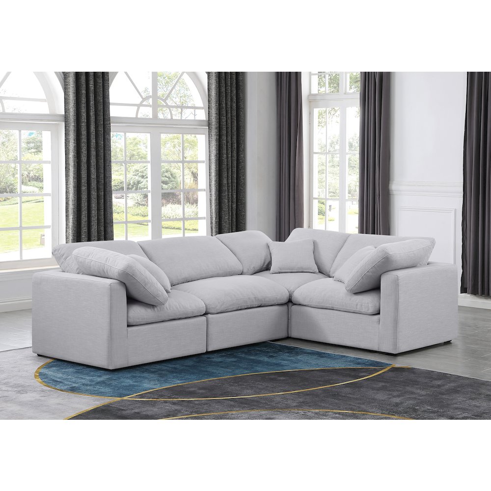 Indulge Grey Linen Textured Fabric Modular Sectional