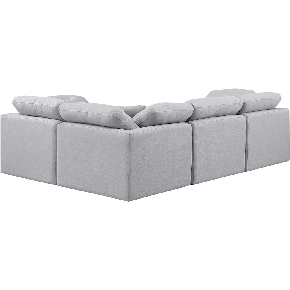 Indulge Grey Linen Textured Fabric Modular Sectional