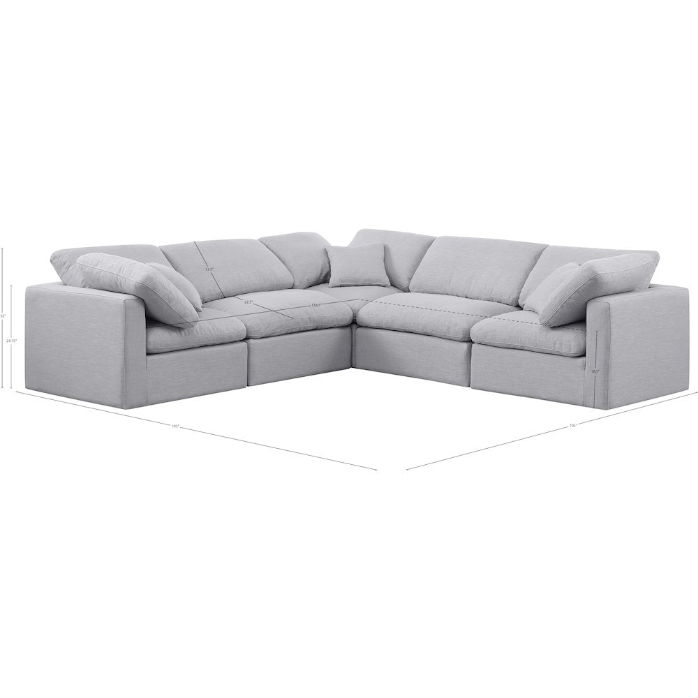 Indulge Grey Linen Textured Fabric Modular Sectional