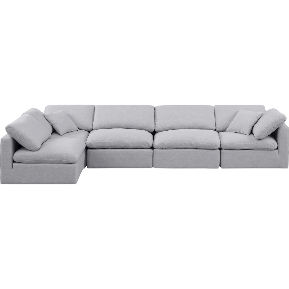 Indulge Grey Linen Textured Fabric Modular Sectional