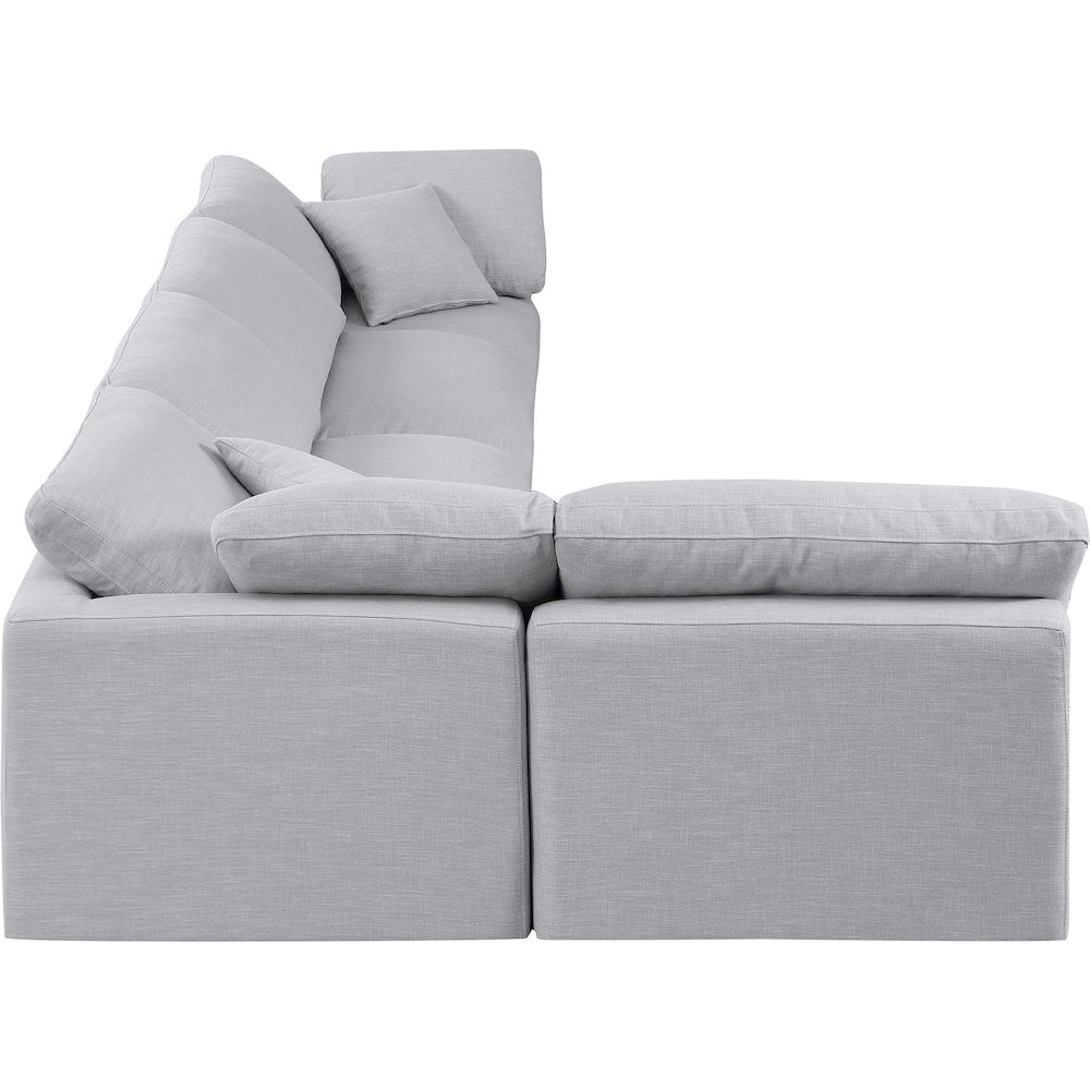 Indulge Grey Linen Textured Fabric Modular Sectional