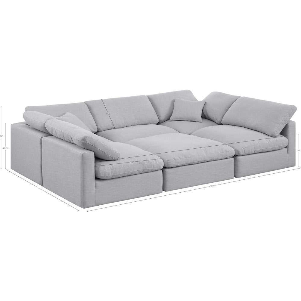 Indulge Grey Linen Textured Fabric Modular Sectional