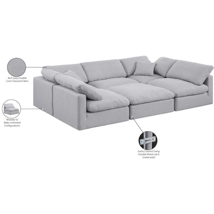 Indulge Grey Linen Textured Fabric Modular Sectional
