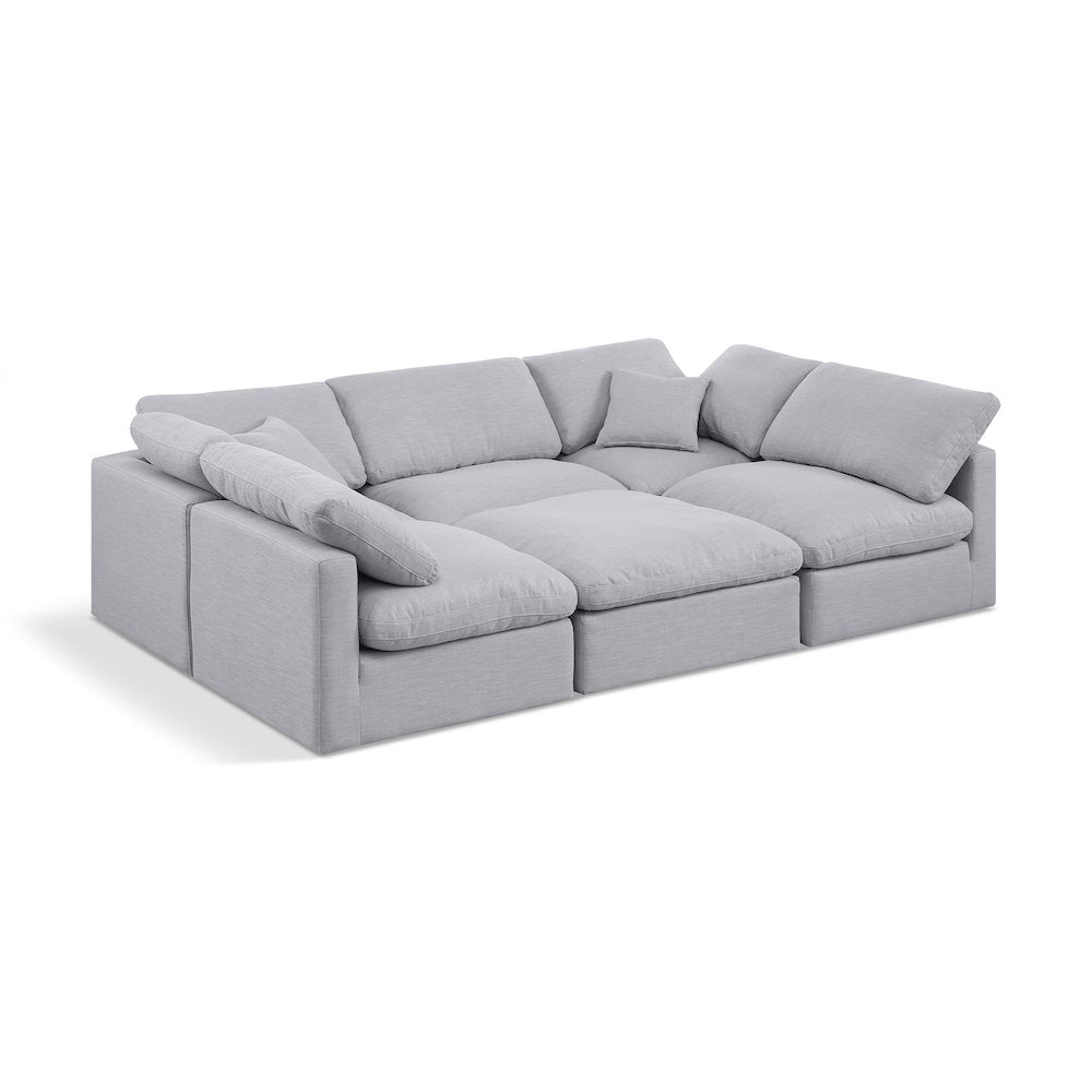 Indulge Grey Linen Textured Fabric Modular Sectional