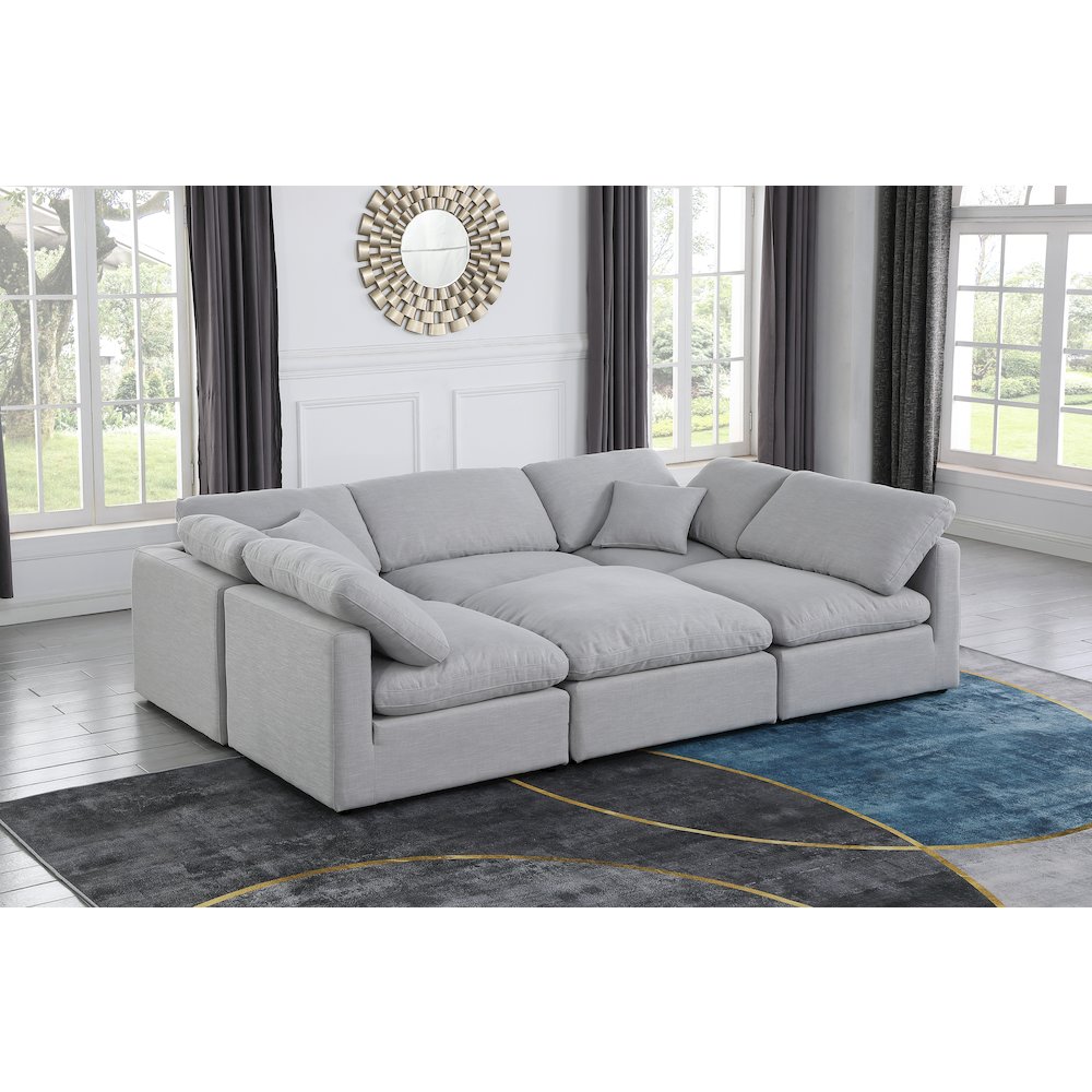 Indulge Grey Linen Textured Fabric Modular Sectional