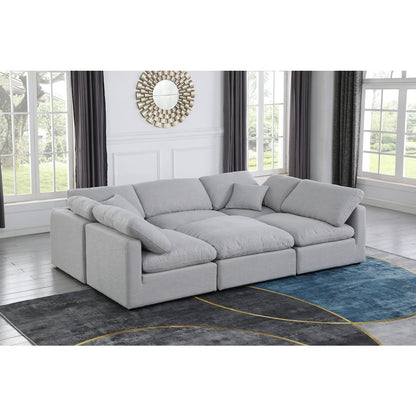 Indulge Grey Linen Textured Fabric Modular Sectional