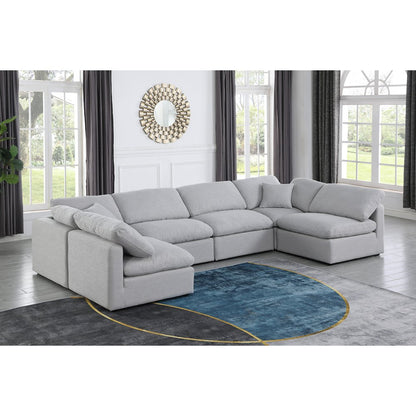 Indulge Grey Linen Textured Fabric Modular Sectional