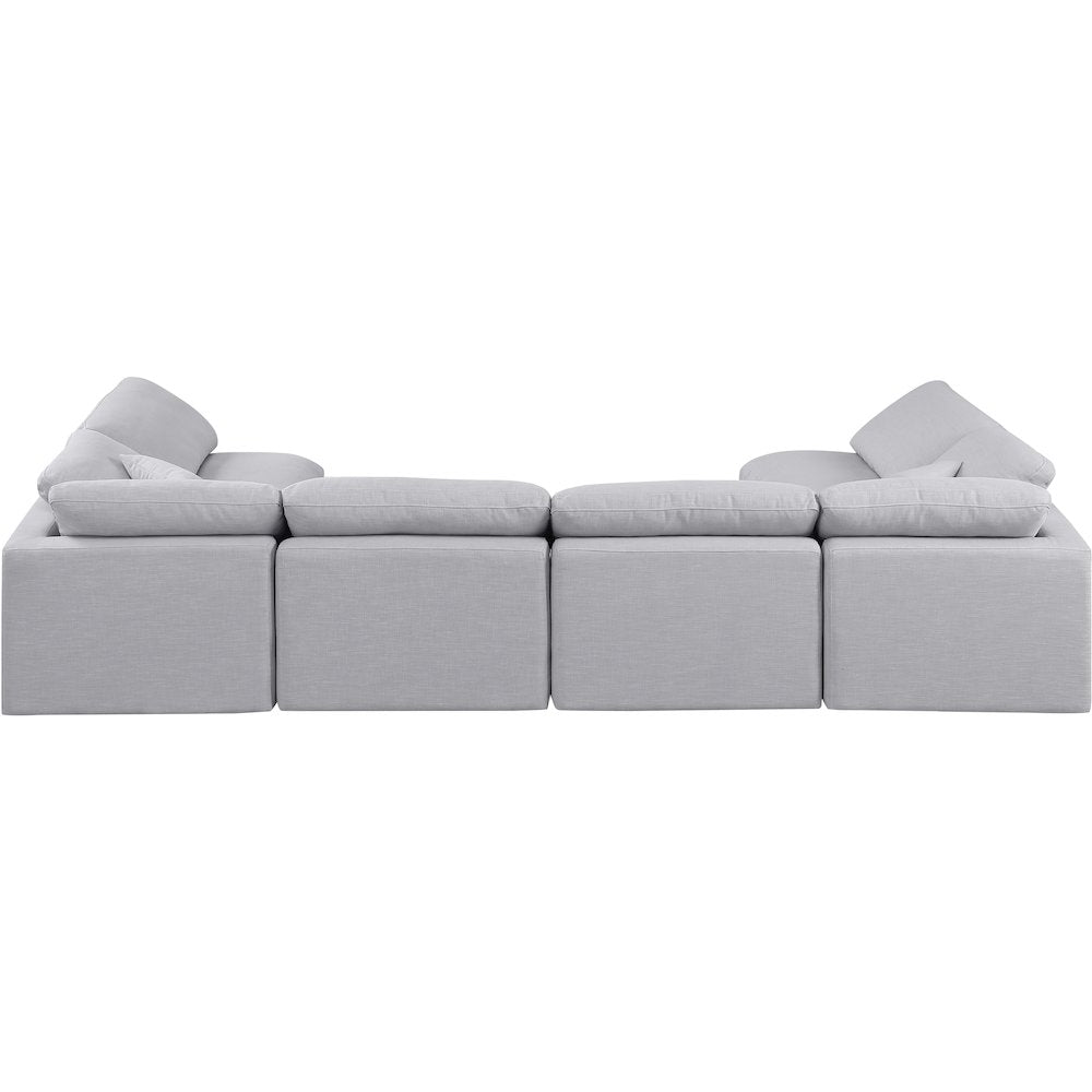 Indulge Grey Linen Textured Fabric Modular Sectional