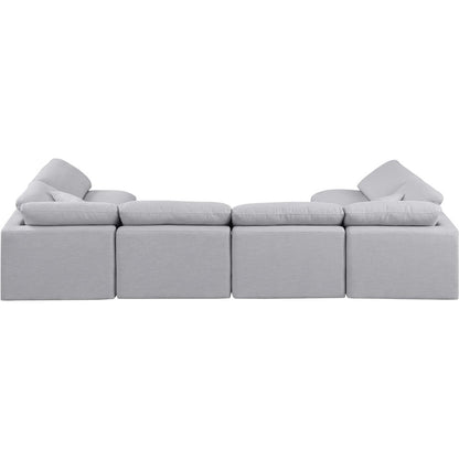 Indulge Grey Linen Textured Fabric Modular Sectional