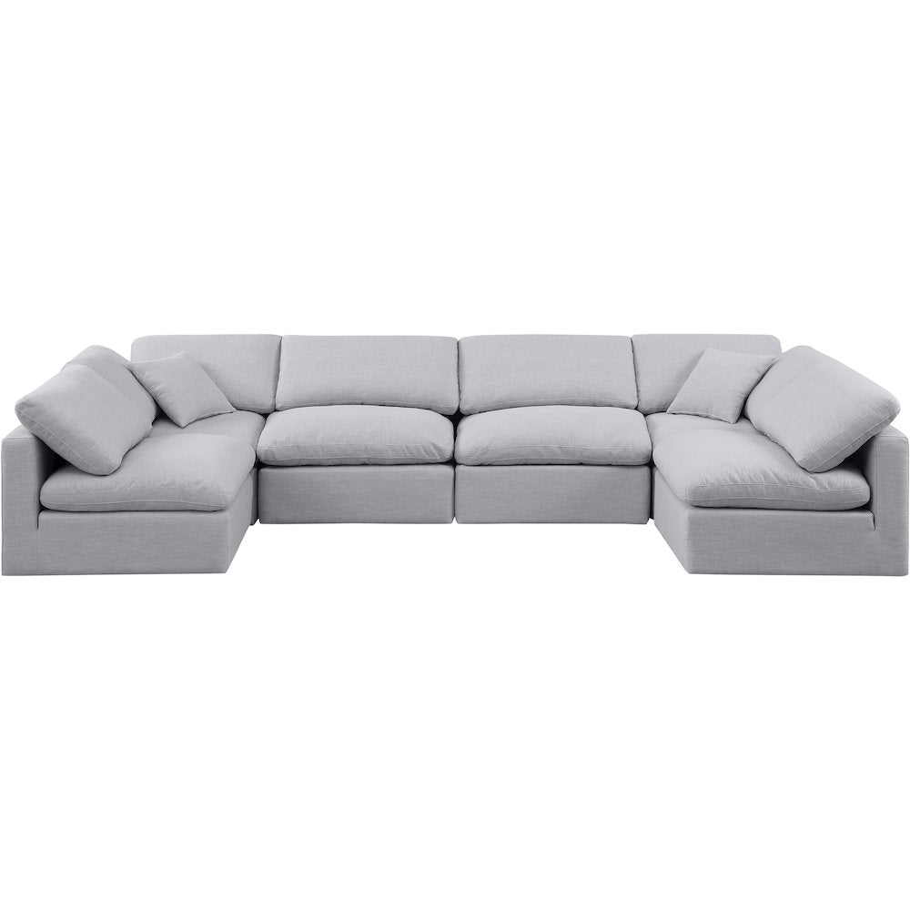 Indulge Grey Linen Textured Fabric Modular Sectional