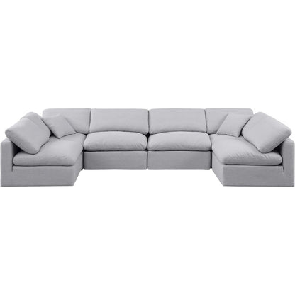 Indulge Grey Linen Textured Fabric Modular Sectional